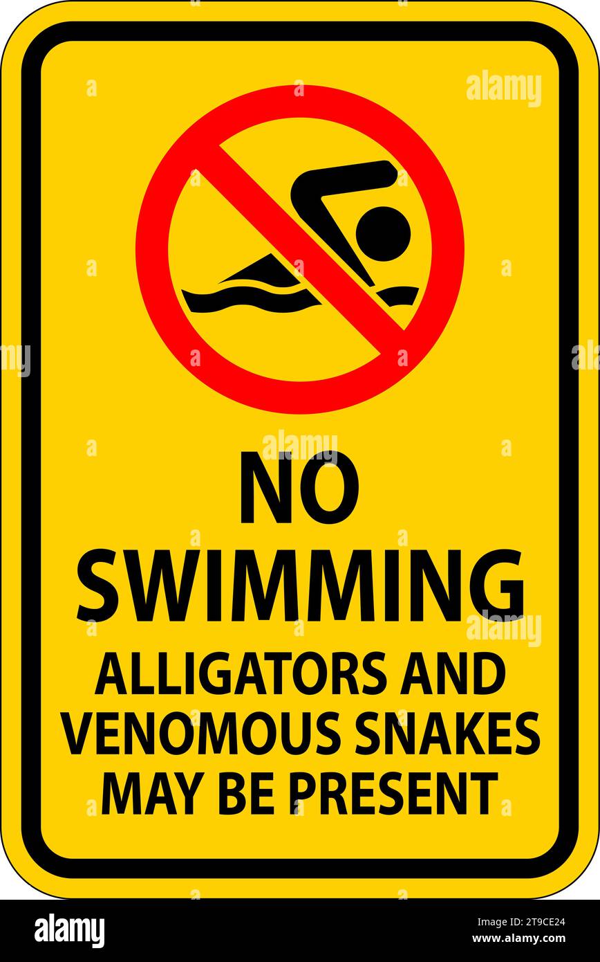 Es Dürfen Keine Schwimmzeichen, Alligatoren Und Giftige Schlangen Vorhanden Sein Stock Vektor