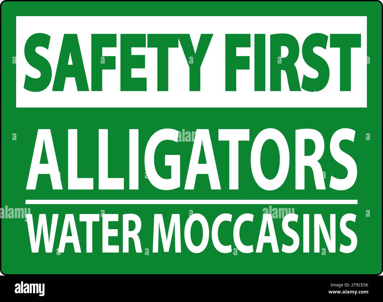 Safety First Sign Alligatoren – Wasser Mokassins Stock Vektor