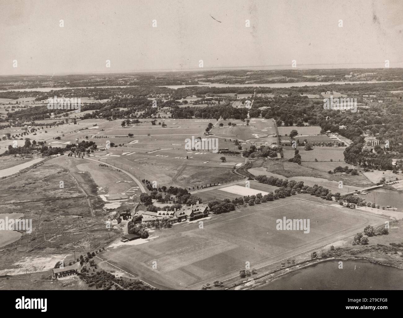 Luftaufnahme des Rumson Country Club in New Jersey, um 1930 Stockfoto