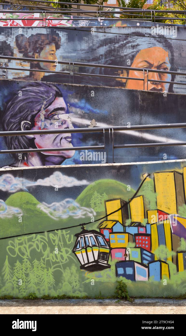 Graffiti Wall in den Straßen von Medellin Kolumbien Stockfoto