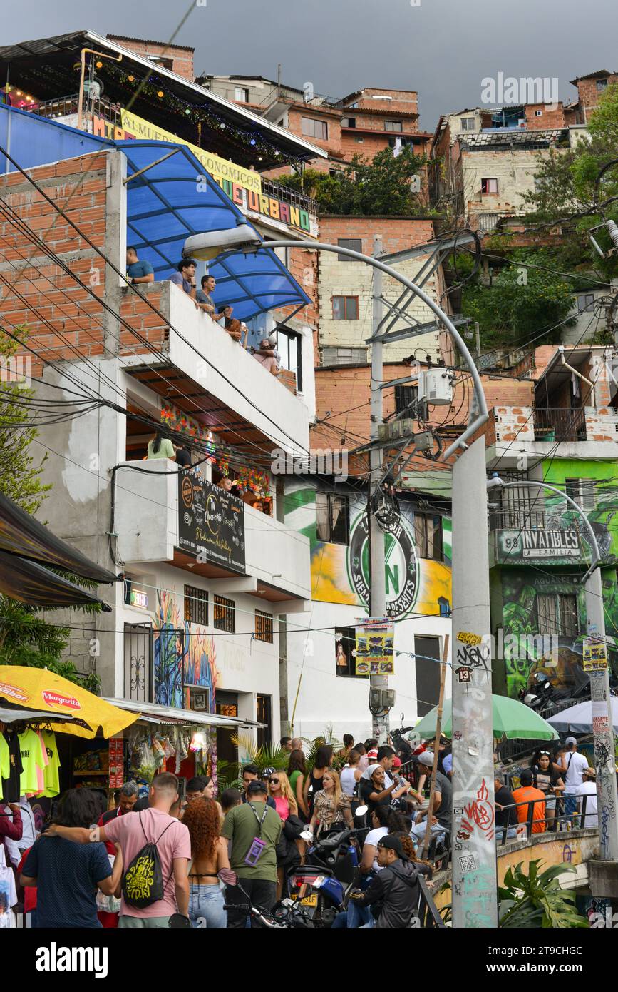 Comuna 13 Tour in Medellin Kolumbien Stockfoto