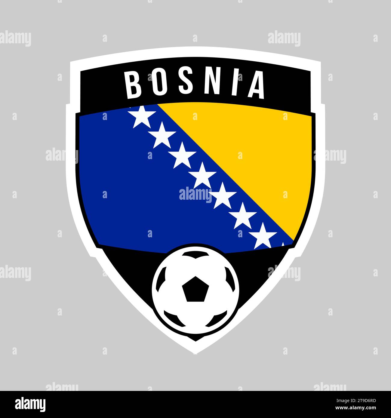 Abbildung: Schild-Team-Abzeichen von Bosnien und Herzegowina für Fußballturnier Stock Vektor