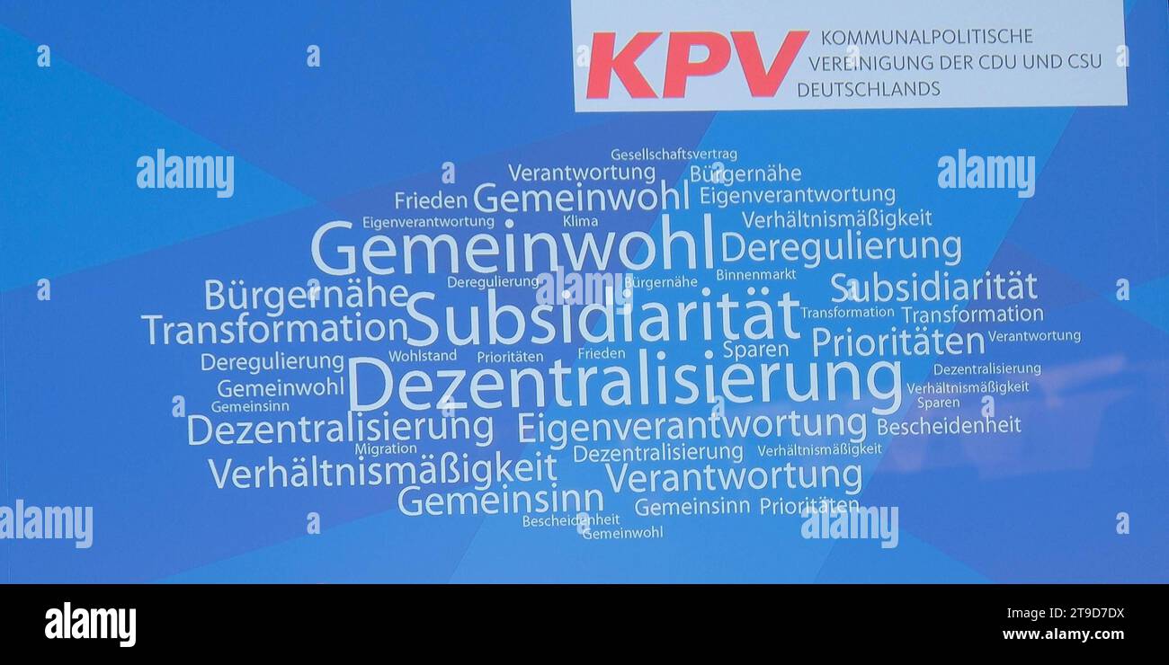 24.11.2023 xkhx Kassel, Kongress-kommunal mit der Bundesvertreterversammlung der Kommunalpolitischen Vereinigung der CDU und CSU Deutschlands KPV *** 24 11 2023 xkhx Kassel, Gemeindekongress mit der Bundesvertreterversammlung der Kommunalpolitischen Vereinigung der CDU und CSU Deutschlands KPV KH Credit: Imago/Alamy Live News Stockfoto