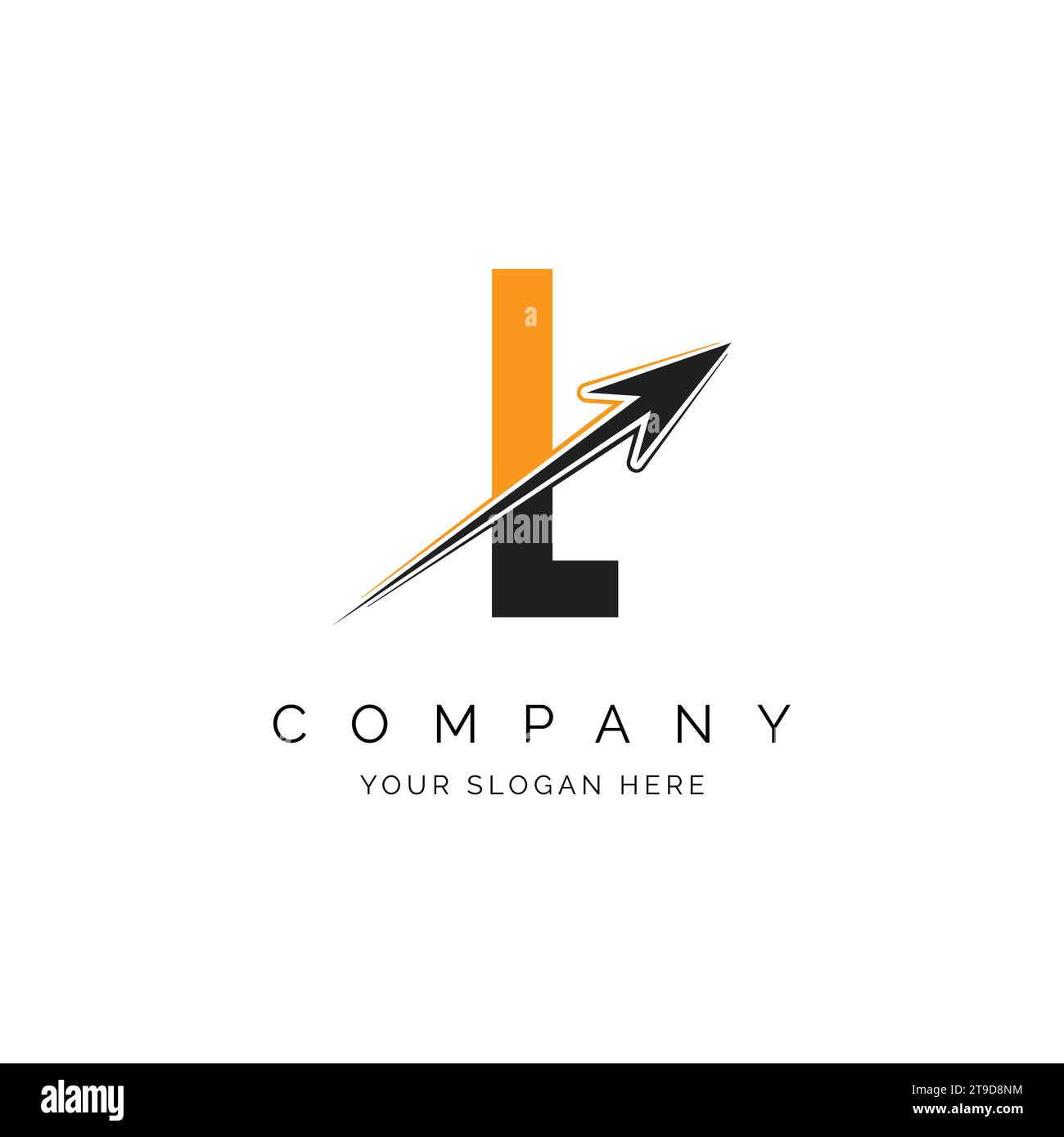 Abbildung L-Letter mit Pfeil-Logo. L Alphabet Concept Design Moderne Vektor-Monogramm-Ikone Stock Vektor