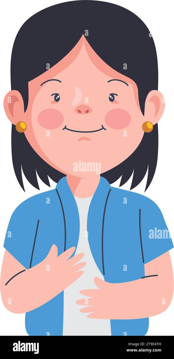 Down-Syndrom-Girl-Cartoon Stock Vektor