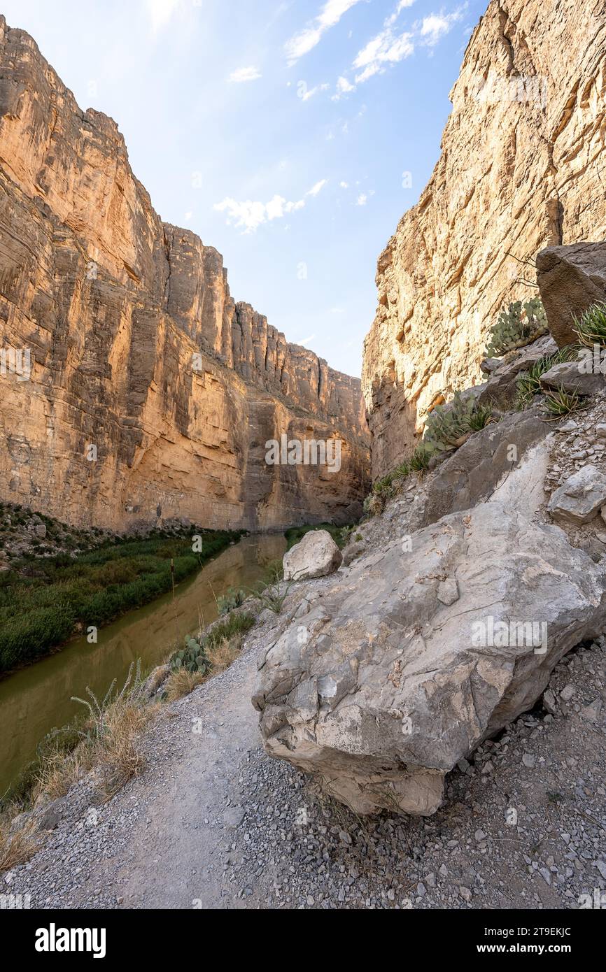 Santa Elena Canyon Trail am Rio Grande, Big Bend National Park, Texas, USA, Nordamerika Stockfoto