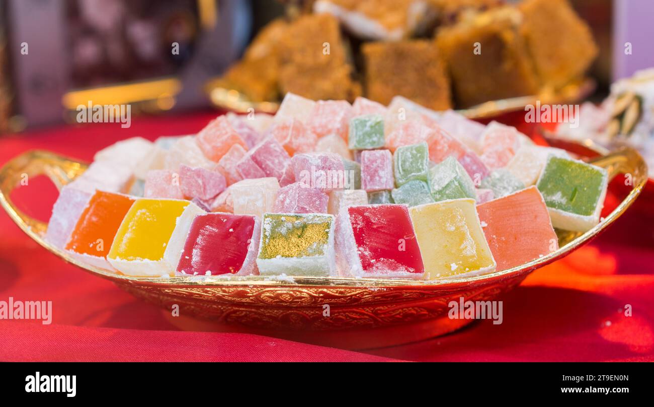 Laden der traditionellen türkischen Honig lokum Candy Stockfoto