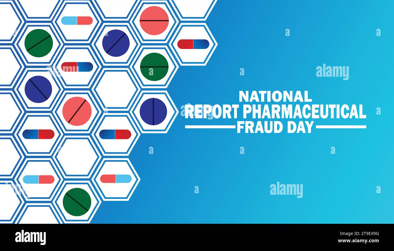 National Report Pharmaceutical Fraud Day (Tag Des Arzneimittelbetrugs). Vektorabbildung. Geeignet für Grußkarten, Poster und Banner. Stock Vektor