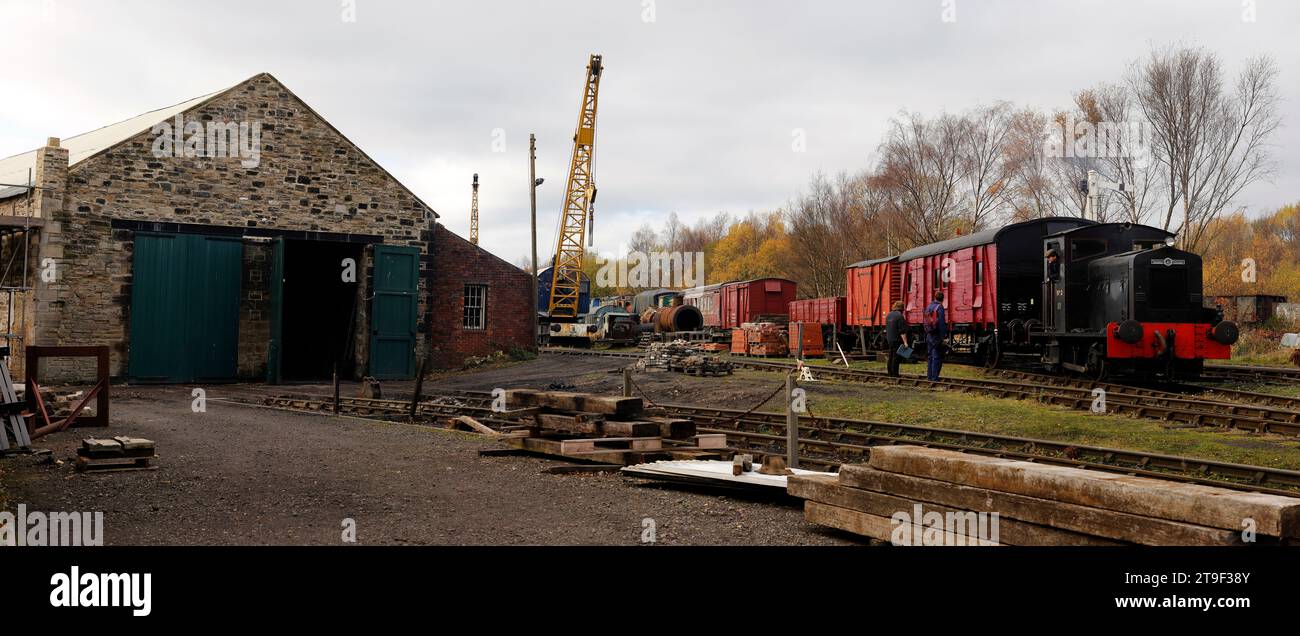 Tanfield Railway – die älteste Eisenbahn der Welt – Marley Hill Engine Shed Stockfoto