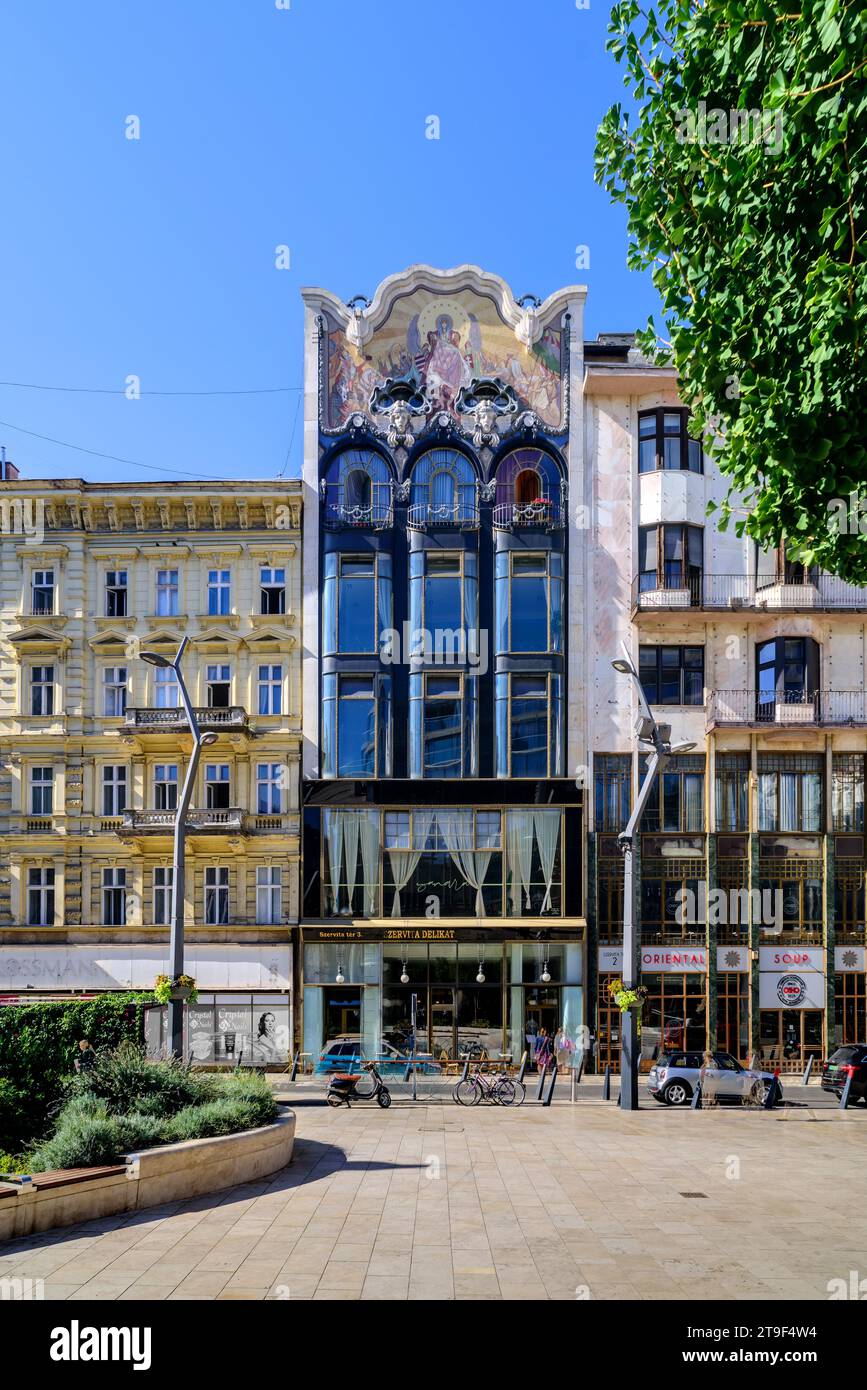 Budapest, Bankhaus Török, Szervita tér 3, Henrik Böhm, Ármin Hegedüs 1906 // Budapest, Török Bank House (Türkisches Bankhaus), Szervita tér 3, Henrik B. Stockfoto