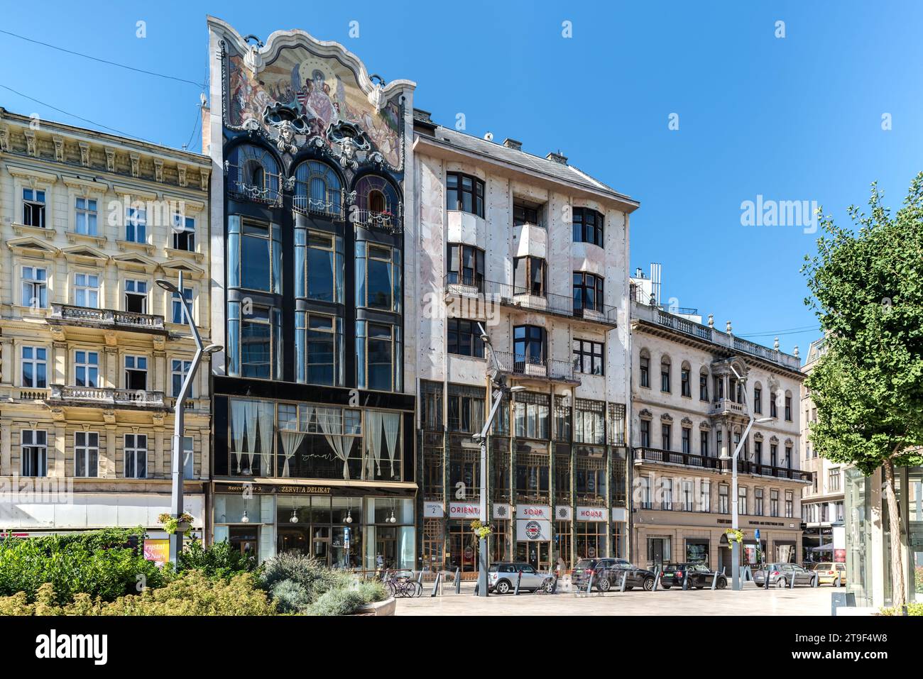Budapest, Bankhaus Török, Szervita tér 3, Henrik Böhm, Ármin Hegedüs 1906 // Budapest, Török Bank House (Türkisches Bankhaus), Szervita tér 3, Henrik B. Stockfoto