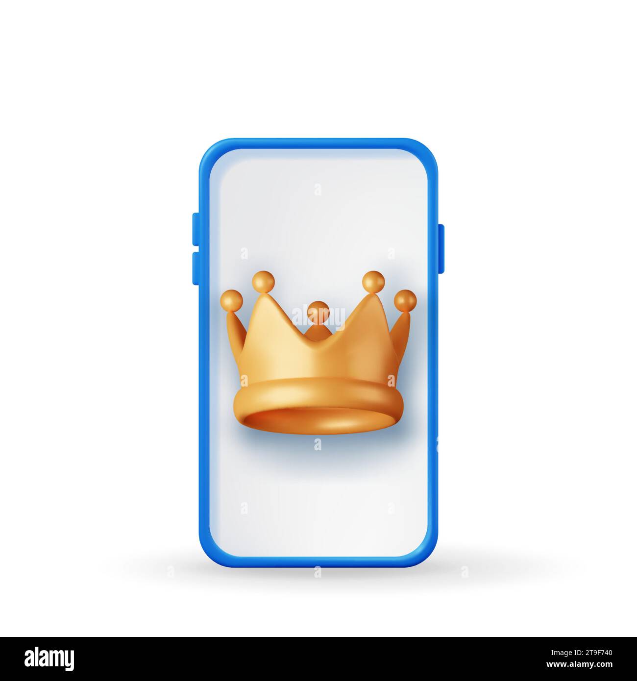 3D Gold Crown auf dem Smartphone-Bildschirm Stock Vektor