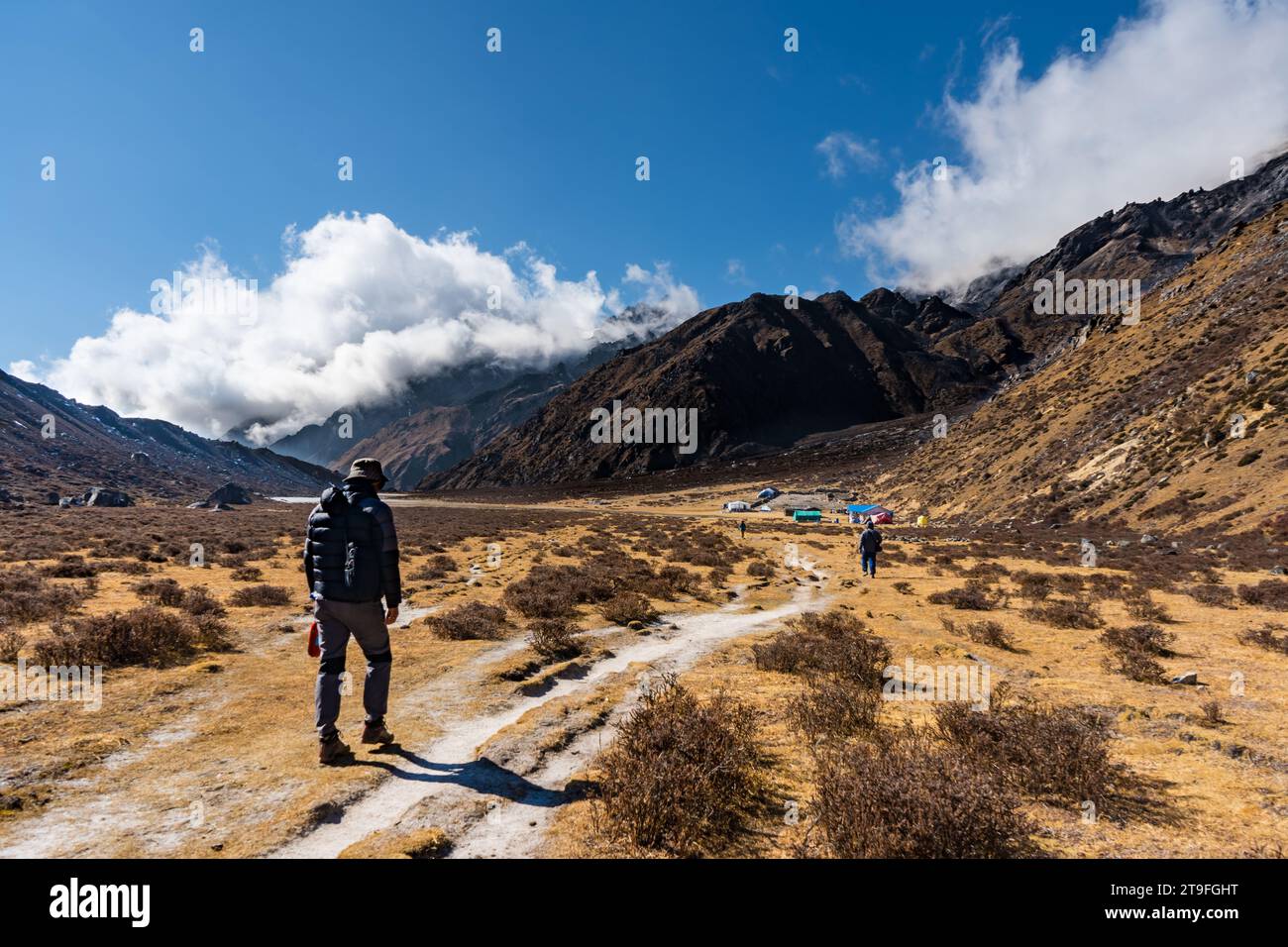 Kanchenjunga South Base Camp Trekking im Himalaya von Oktang, Taplejung, Nepal Stockfoto
