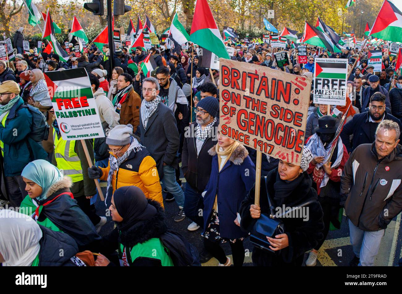 London, Großbritannien. November 2023. Palästinensische Unterstützer