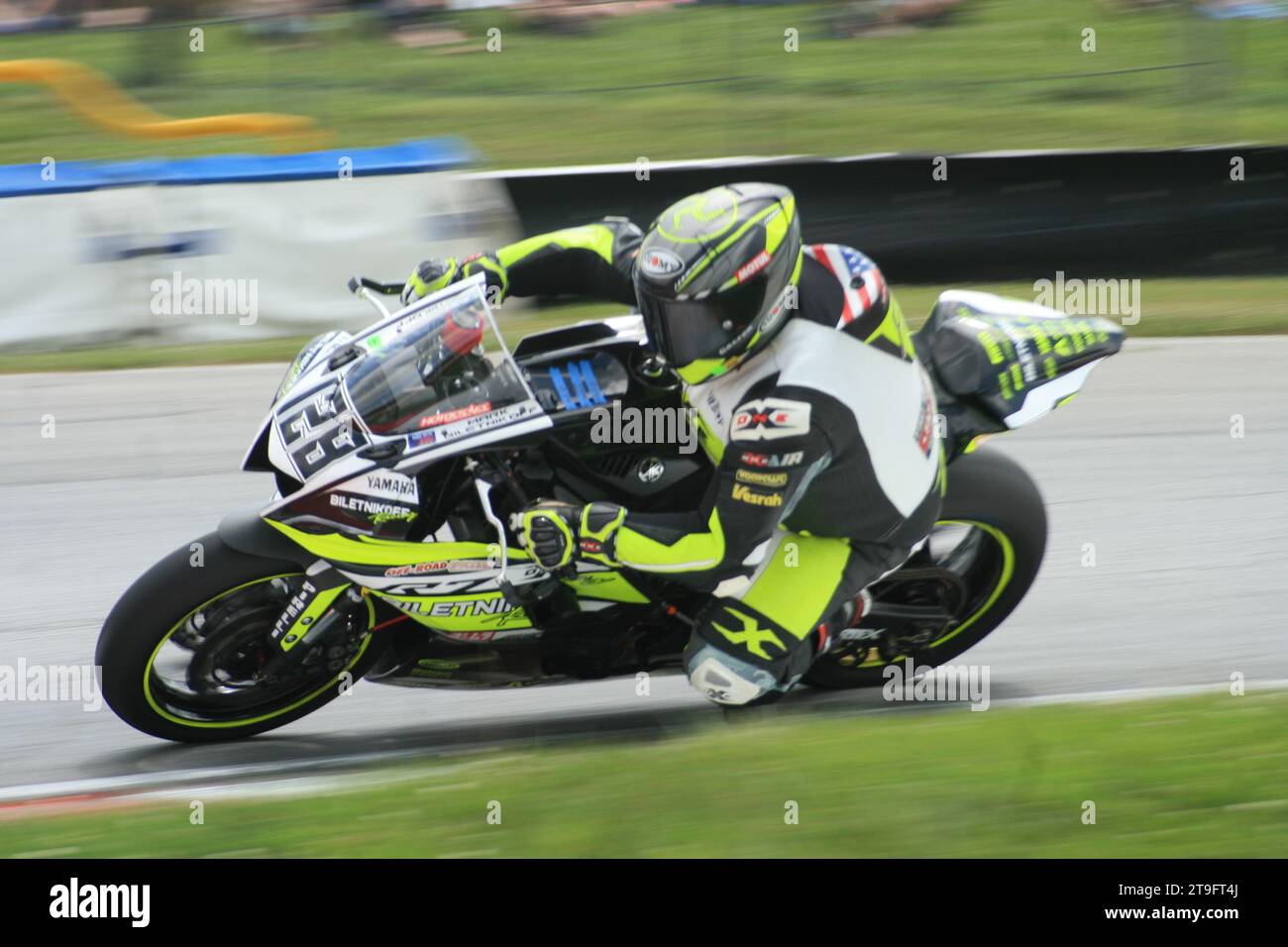 Straßenrennen auf dem Mid-Ohio Sports Car Course während der AMA Vintage Motorcycle Days 2023. Stockfoto