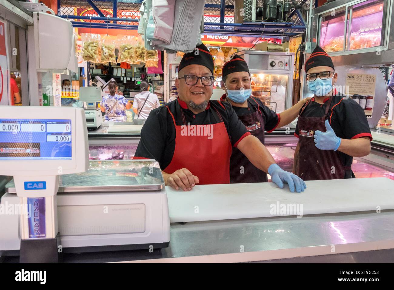 Metzgerei auf dem zentralen Markt der Stadt Cartago in Costa Rica Stockfoto