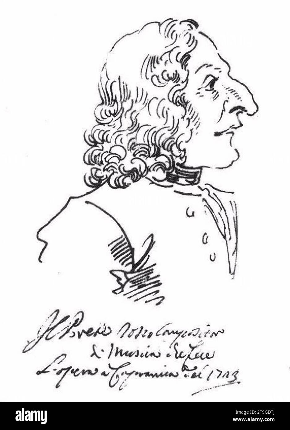 Karikatur des Komponisten Antonio Vivaldi - von Pier Leone Ghezzi Stockfoto
