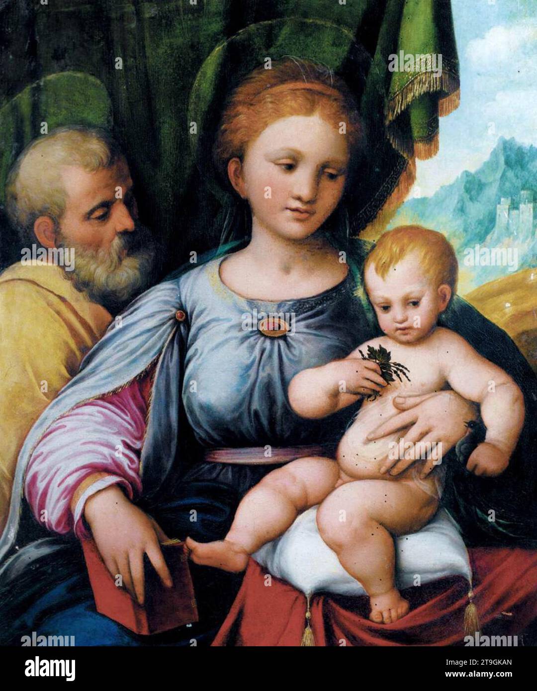 Heilige Familie - von Girolamo da Treviso dem Jüngeren Stockfoto