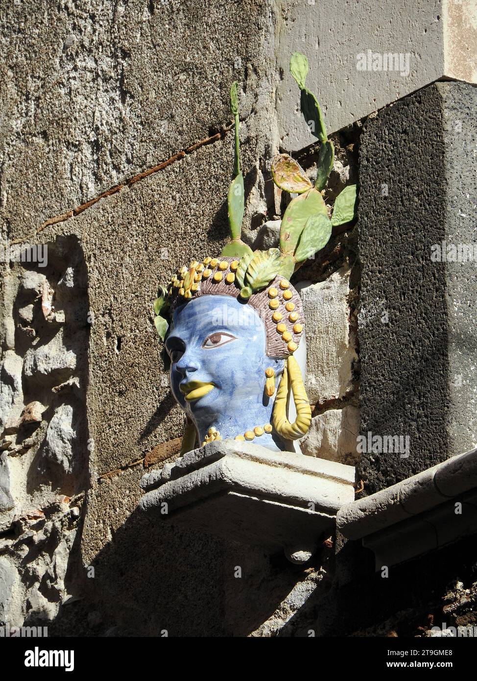 Traditioneller Keramikkopf, Taormina, Sizilien, Sizilien, Italien, Europa Stockfoto