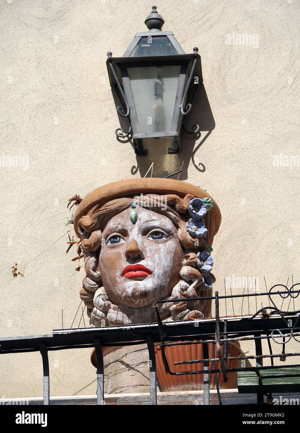 Traditioneller Keramikkopf, Taormina, Sizilien, Sizilien, Italien, Europa Stockfoto