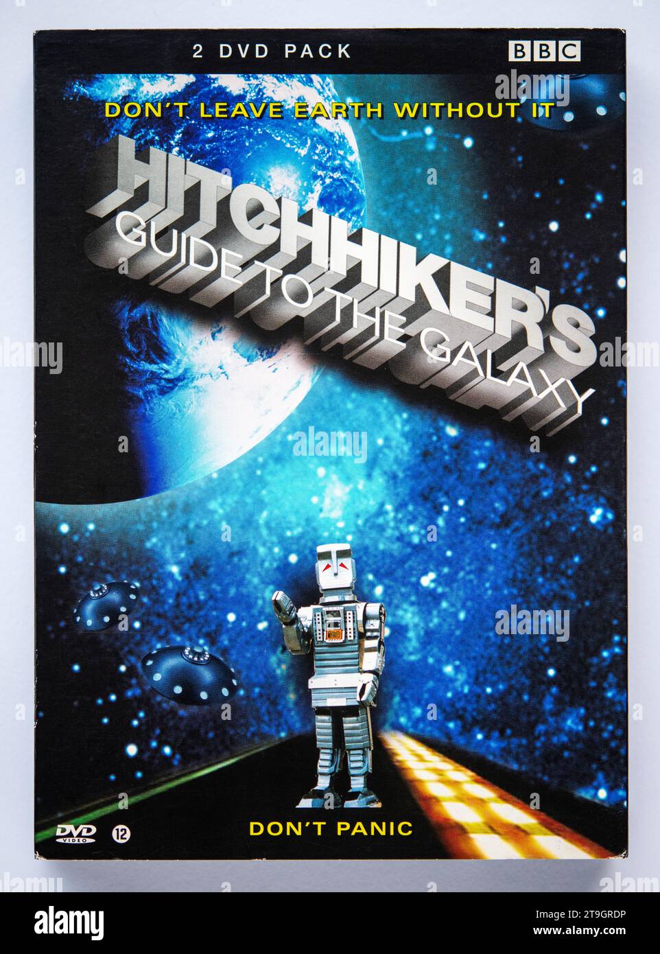Cover des Hitchhiker's Guide to the Galaxy DVD Box Sets, einer britischen Comedy Science Fiction TV-Serie, die ursprünglich in den frühen 1980er Jahren auf der BBC gezeigt wurde Stockfoto