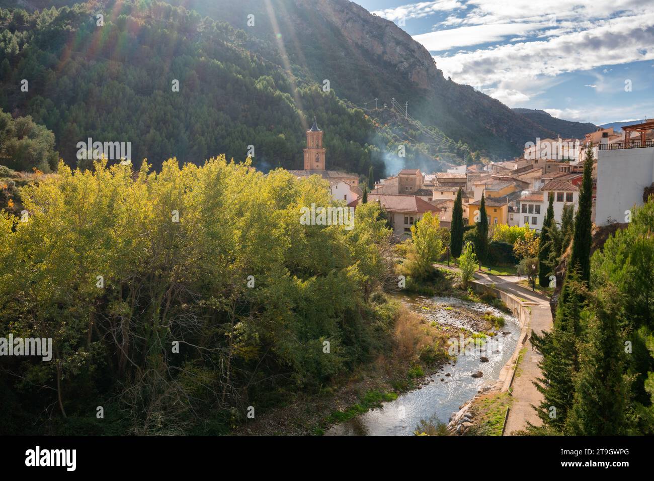 Malerischer Blick auf das Dorf Arnedillo in Spanien Stockfoto