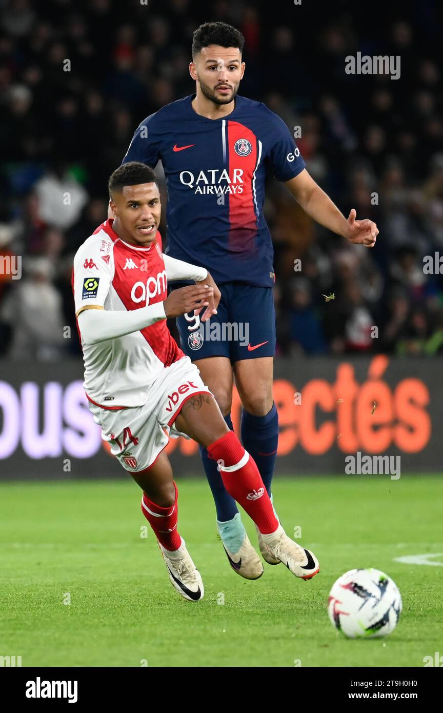 Julien Mattia/Le Pictorium - PSG, Monaco. November 2023. France/Ile-de-France (Region)/Paris - Goncalo Ramos beim Spiel der Ligue 1 Ubereats zwischen PSG und AS Monaco im Parc de Princes am 24. November 2023. Quelle: LE PICTORIUM/Alamy Live News Stockfoto