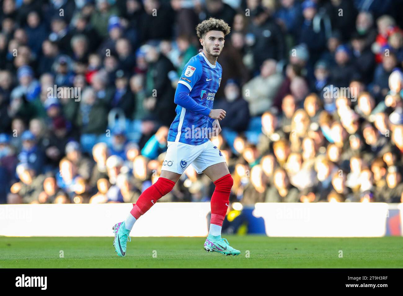 Portsmouth, Großbritannien. November 2023. Josh Martin aus Portsmouth während des Spiels Portsmouth FC gegen Blackpool FC SKY Bet EFL League One in Fratton Park, Portsmouth, England, Großbritannien am 25. November 2023 Credit: Every Second Media/Alamy Live News Stockfoto