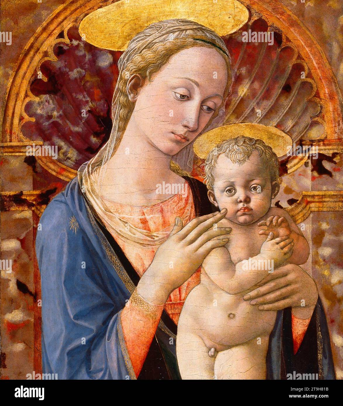FRANCESCO PESELLINO (ca. 1422-1457) italienischer Künstler. Details über 1455 seiner Madonna und Kind Stockfoto