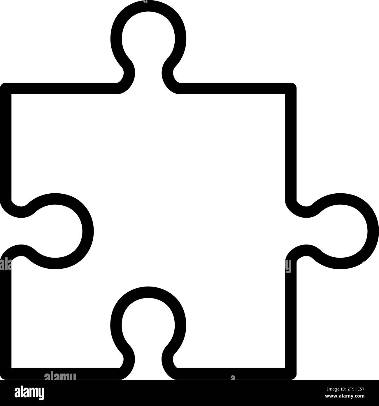 Einfache Form des Puzzleteils, Puzzleteil in Schwarz und weiß. Isoliert. Vektorabbildung. Stock Vektor