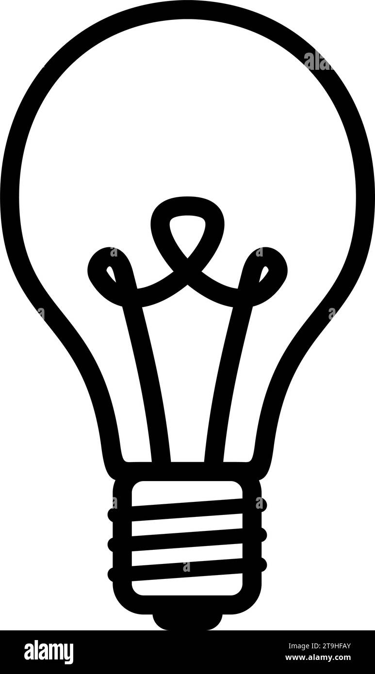 Einfache Ausführung der Glühbirne in Schwarz-weiß. Isoliert. Vektorabbildung. Stock Vektor