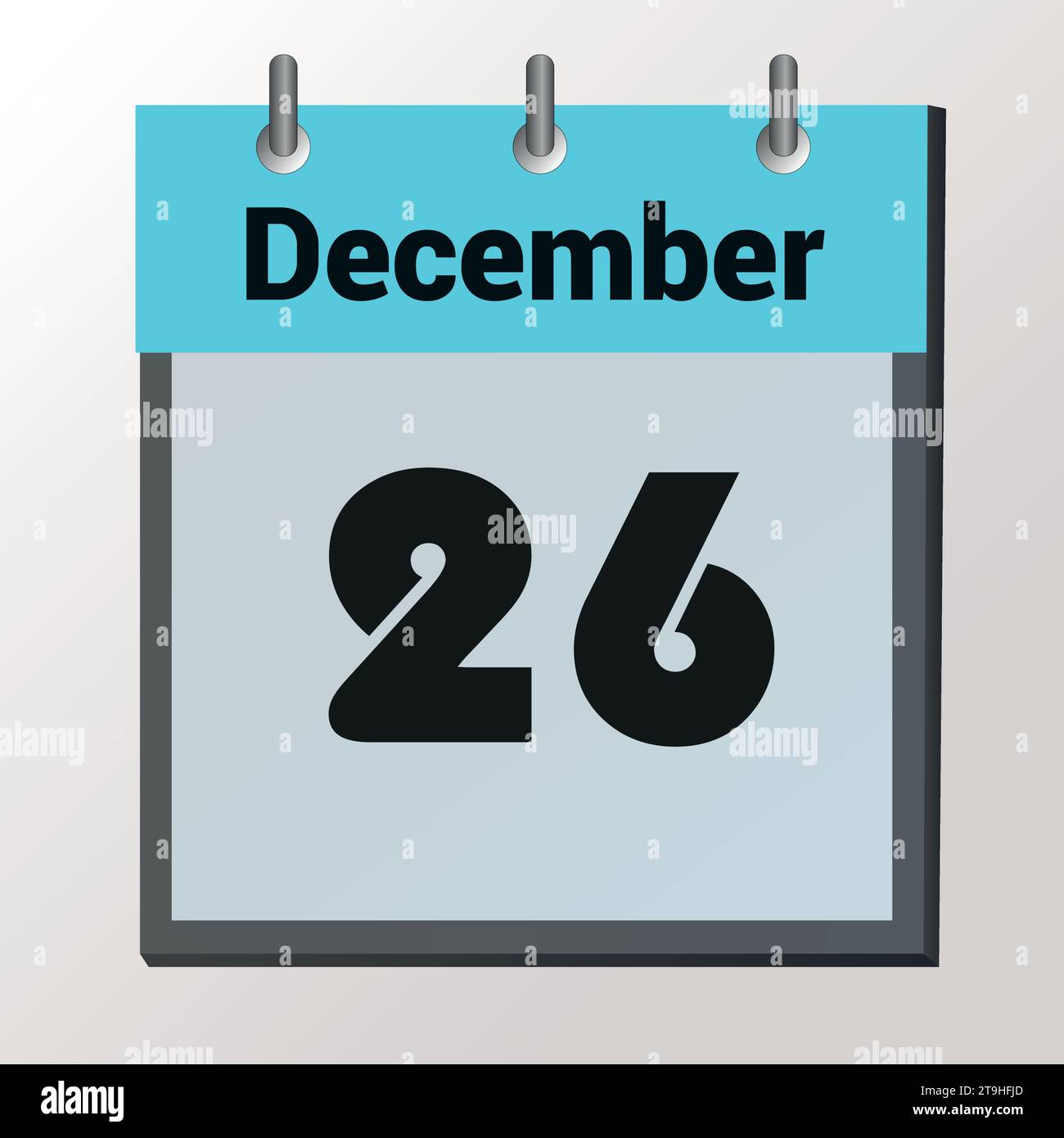 Tag im Kalender, Vektorbildformat, 26. Dezember Stock Vektor