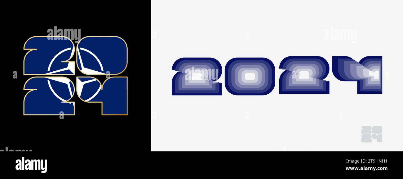 Jahr 2024 mit NATOFlagge und im Farbgeschmack der NATOFlagge. Happy