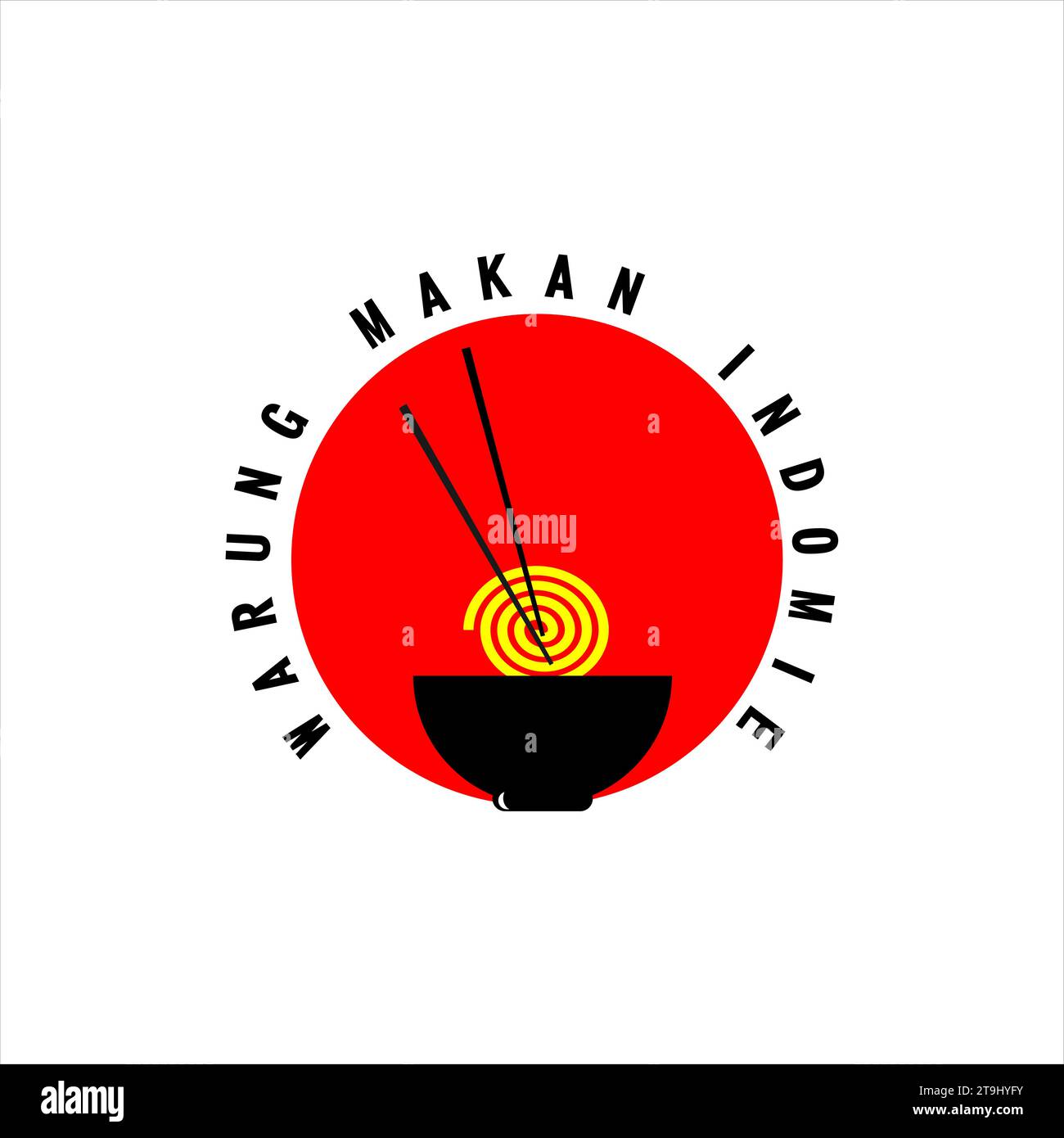 Lebensmittelsymbol oder Logo auf Nudelbasis. Warung makan indomie halal ( indonesisch) = Halal Food stallnoodle Restaurant Stock Vektor