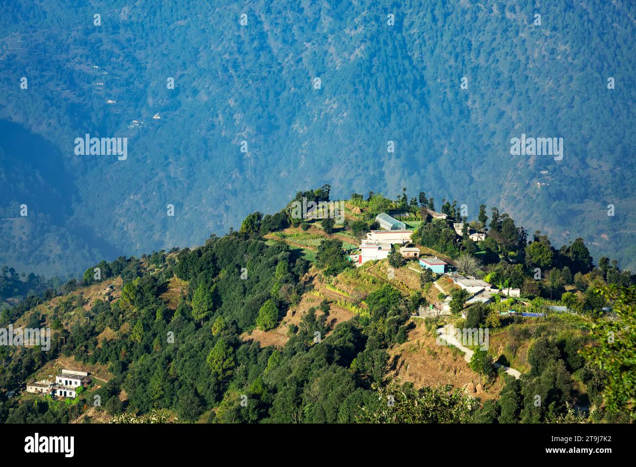 Malerische Aussicht auf die Saklana Range, Uttarakhand, Indien. Stockfoto