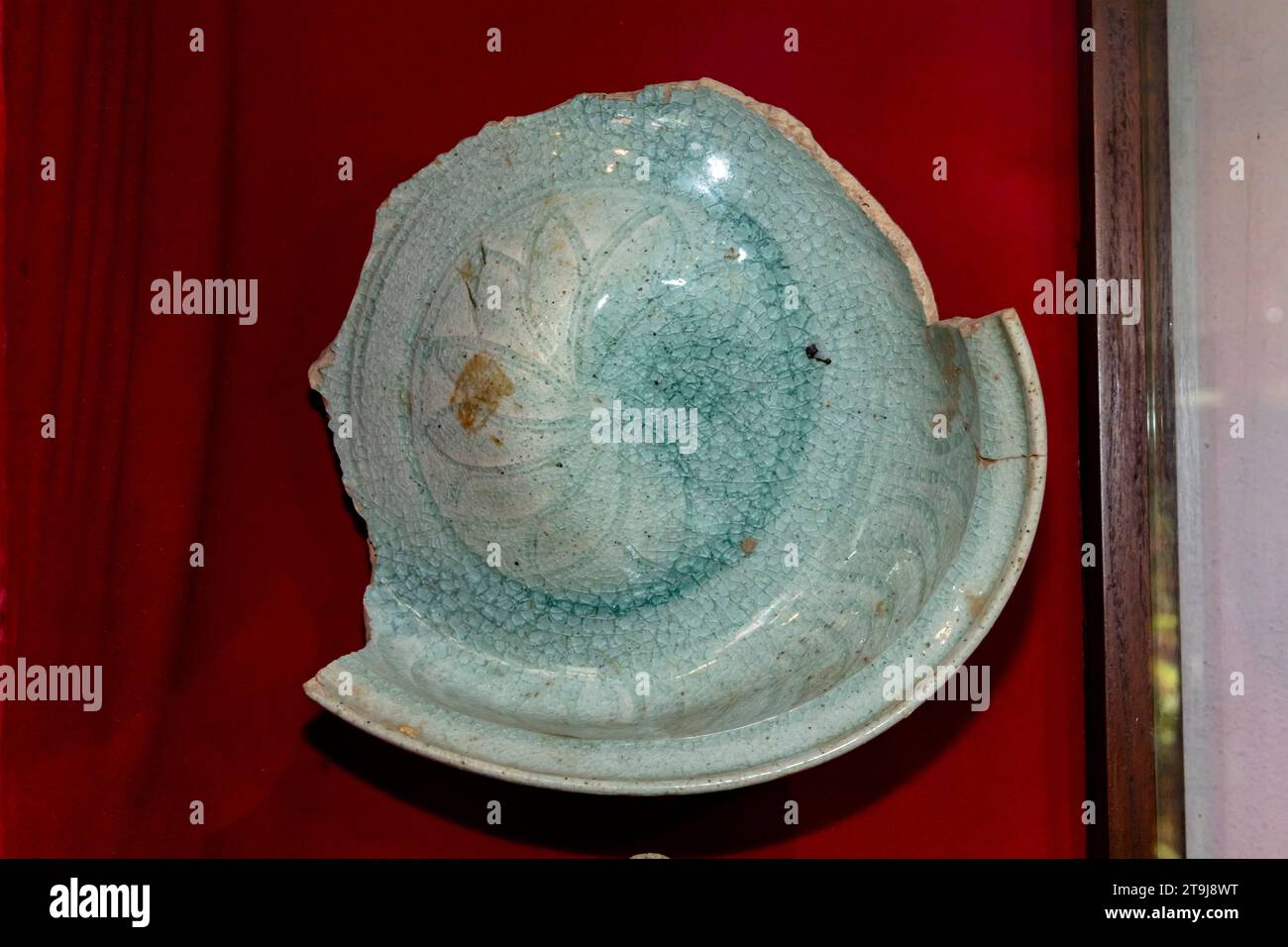 Ausstellung von antiken Keramiken, Museum des Sangkhalok Kiln Study and Preservation Center, Si Satchanalai, Sukhothai, Thailand, Südostasien, Asien Stockfoto