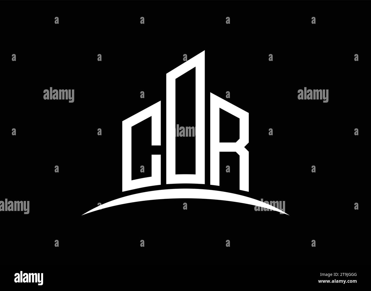 Letter COR Building Vector Monogramm Logo Design Vorlage. COR-Logo in Gebäudeform. Stock Vektor