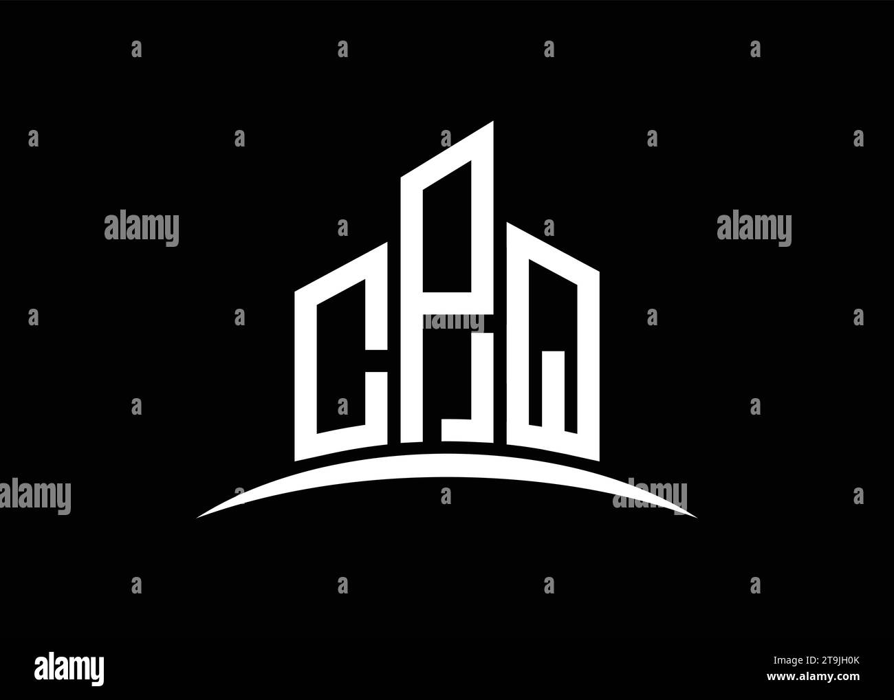 Letter CPQ Building Vektor Monogramm Logo Design Vorlage. Building Shape CPQ-Logo. Stock Vektor