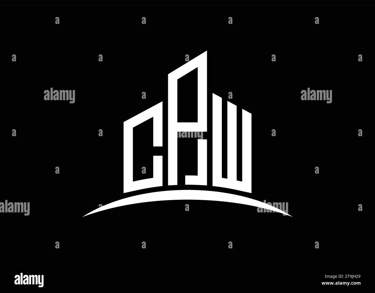 Letter CPW Building Vector Monogramm Logo Design Vorlage. Building Shape CPW-Logo Stock Vektor