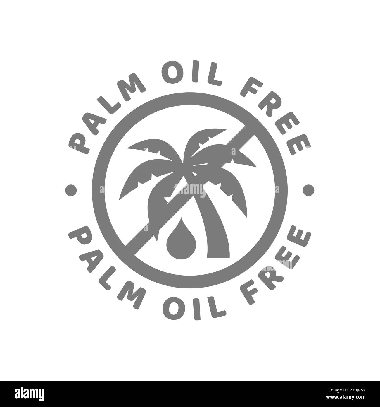 Palmöl-freies Vektoretikett. Mit Palme stempeln und Tropfen. Stock Vektor
