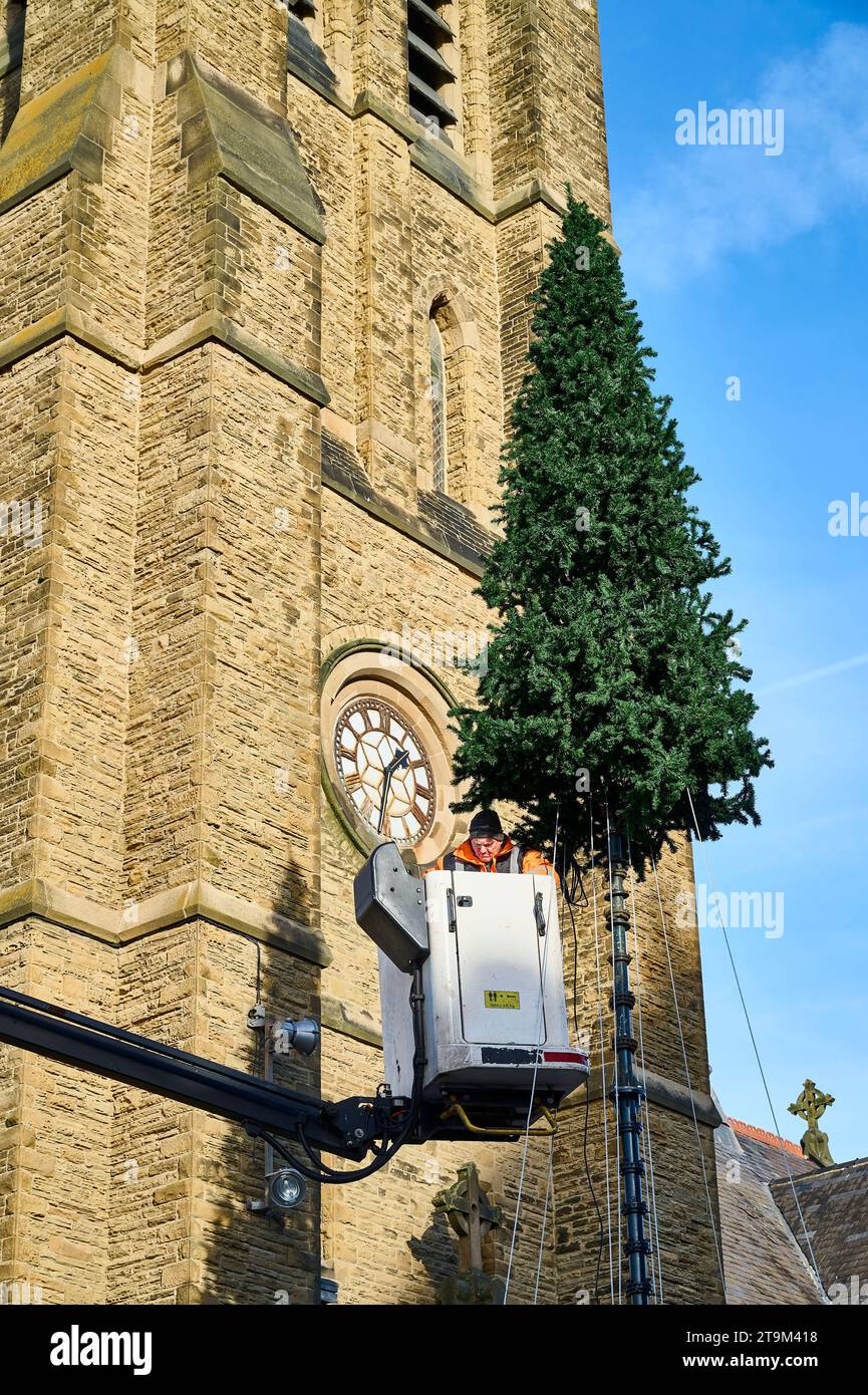 Der chrismas-Baum auf dem St. John's Square, Blackpool Stockfoto