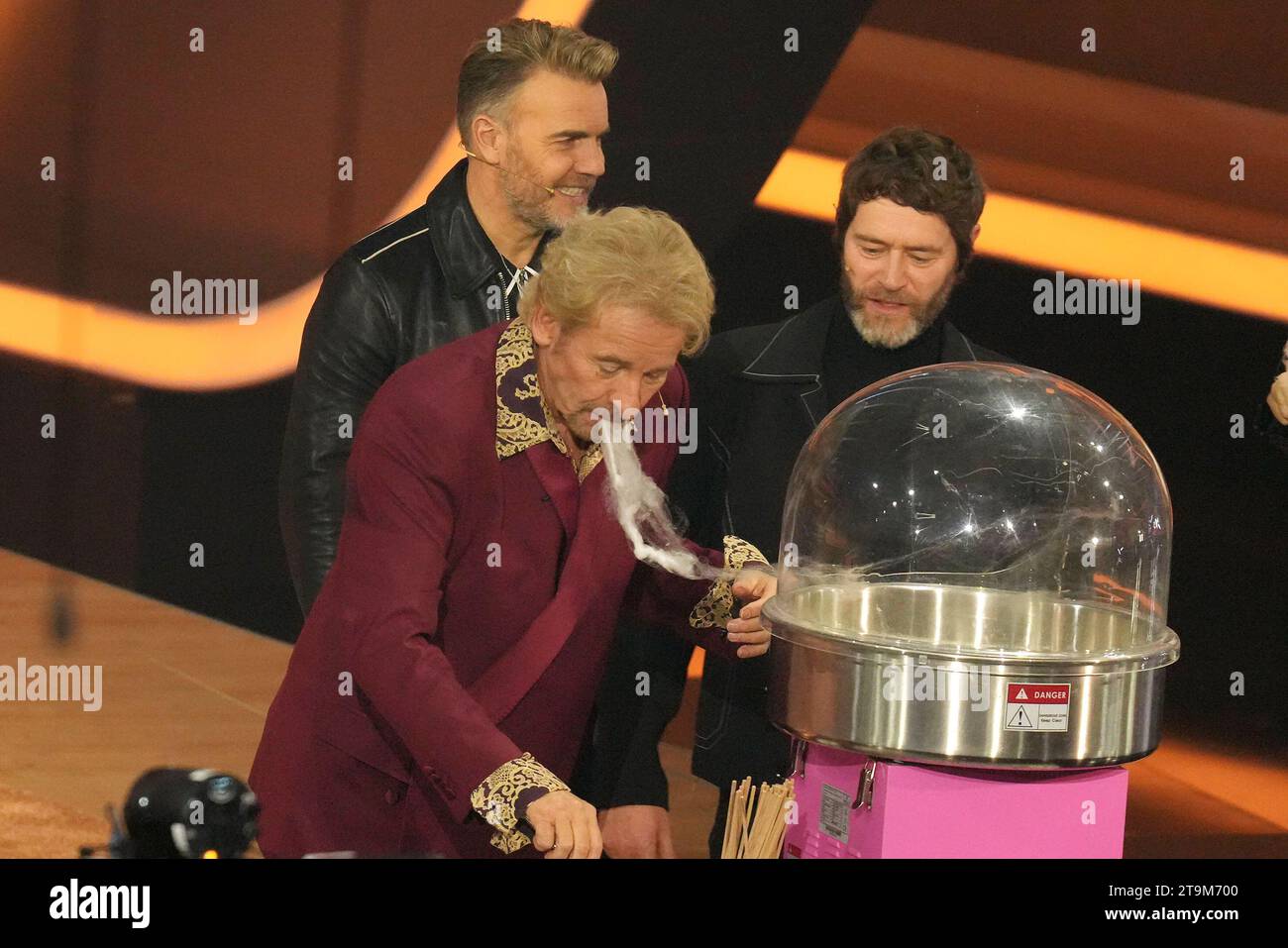 Thomas Gottschalk mit Gary Barlow und Howard Donald von der Band „Take