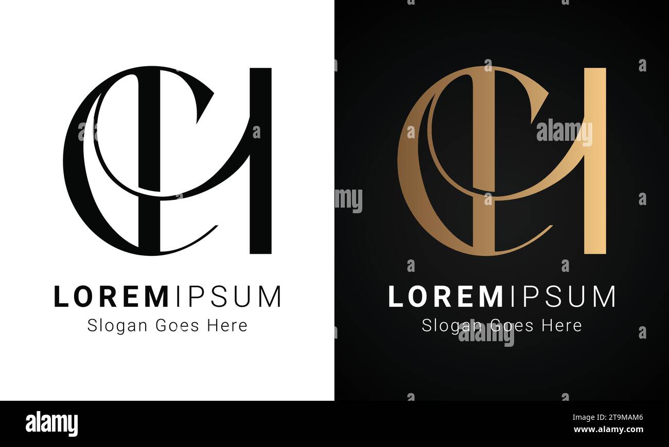 Luxuriöses Initial CH- oder HC-Monogramm-Logo-Design Stock Vektor