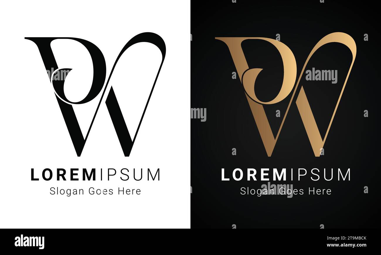 Luxuriöses Initial WP- oder PW-Monogramm-Logo-Design Stock Vektor