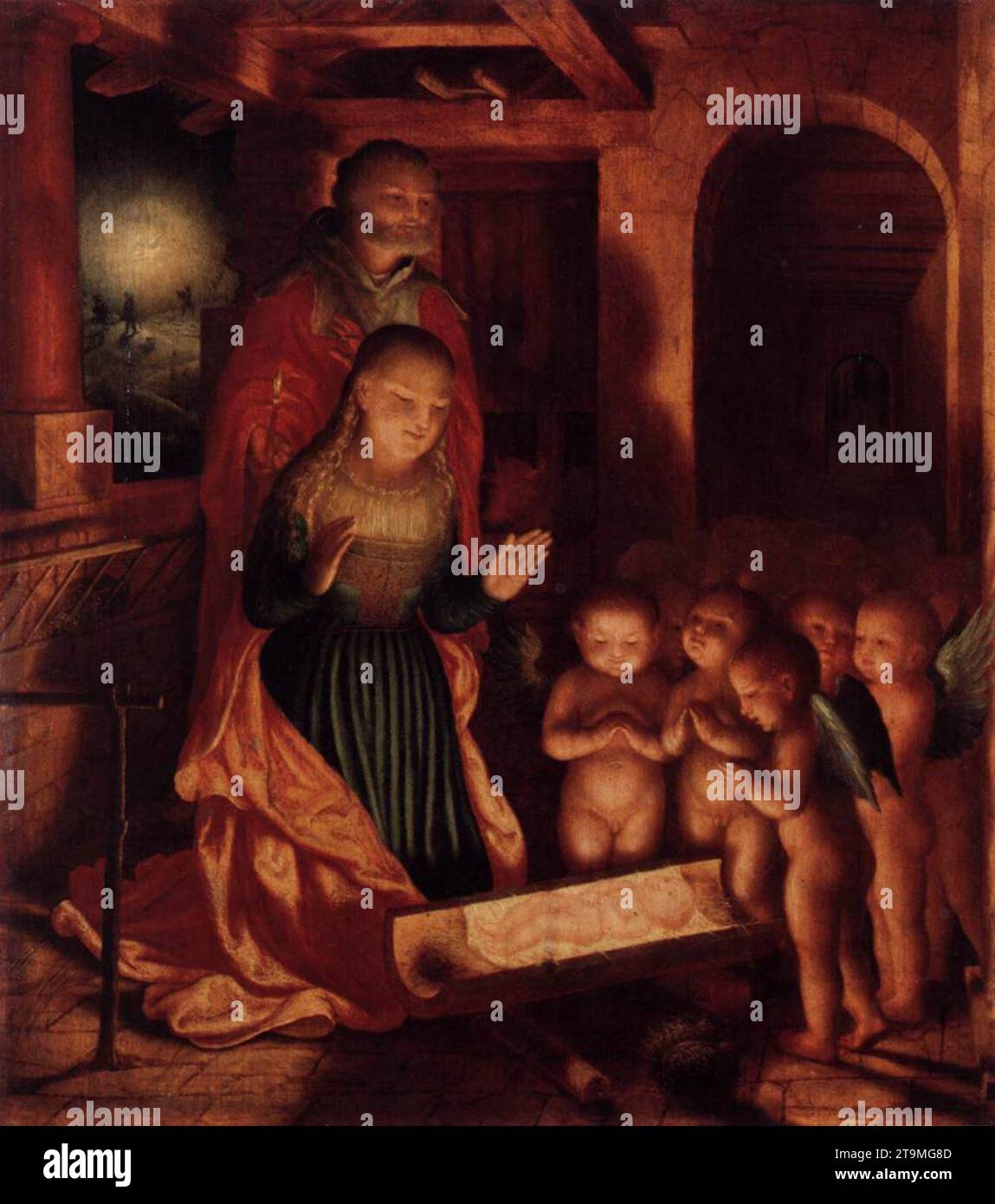 Die Geburt Jesu um 1530 durch Meister des ab-Monogramms Stockfoto