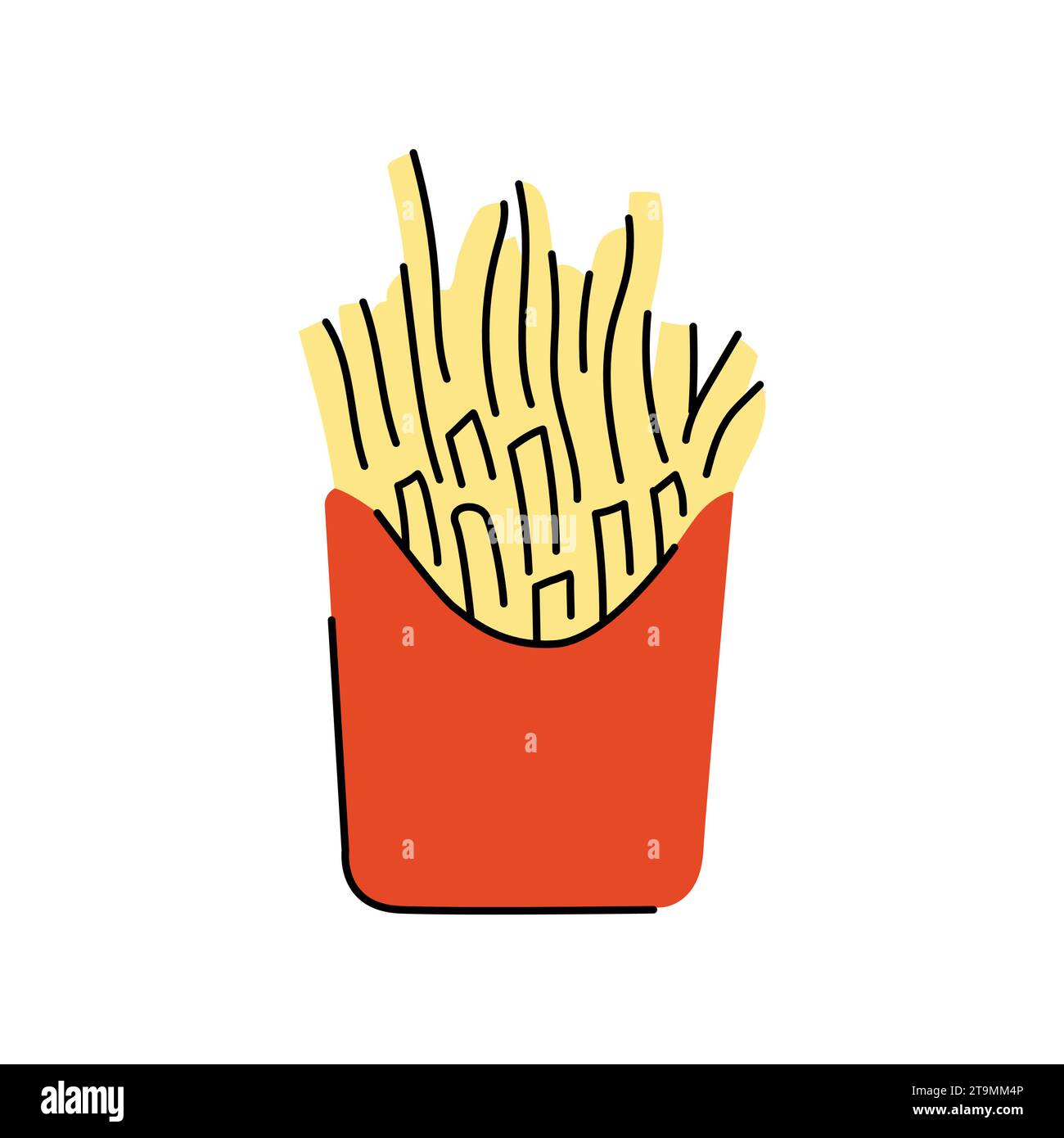 Farbelement Pommes frites. Cartoon Street Food. Isolierte Vektordarstellung. Stock Vektor