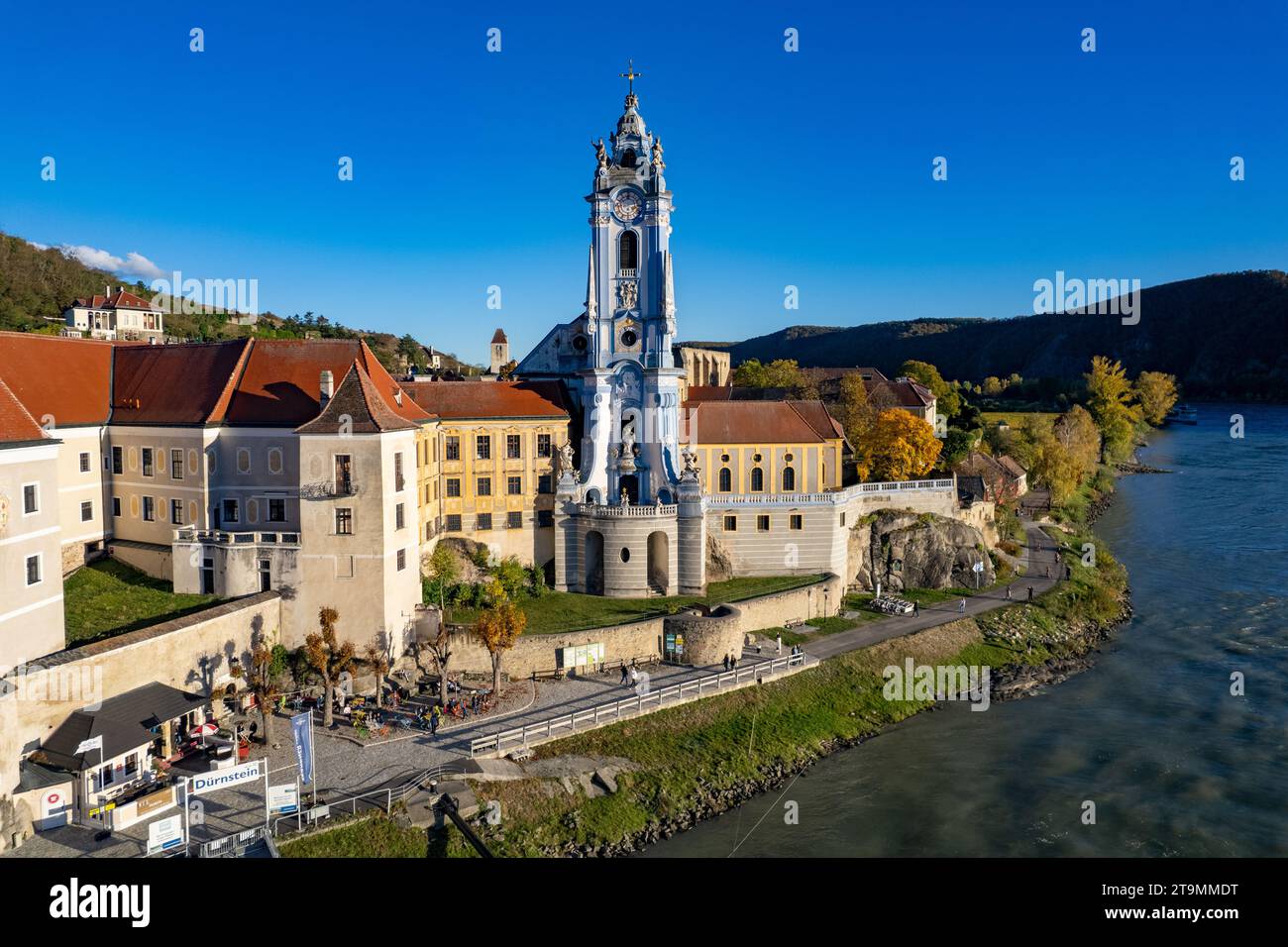 Luftaufnahme des Stifts Dürnstein Stockfoto