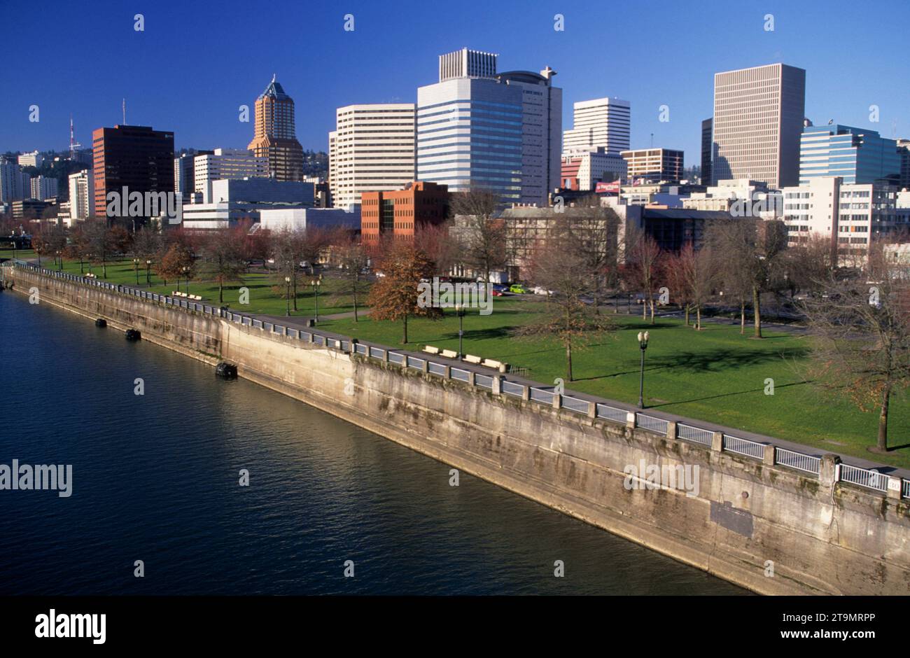 Downtown von Morrison Bridge, Portland, Oregon Stockfoto