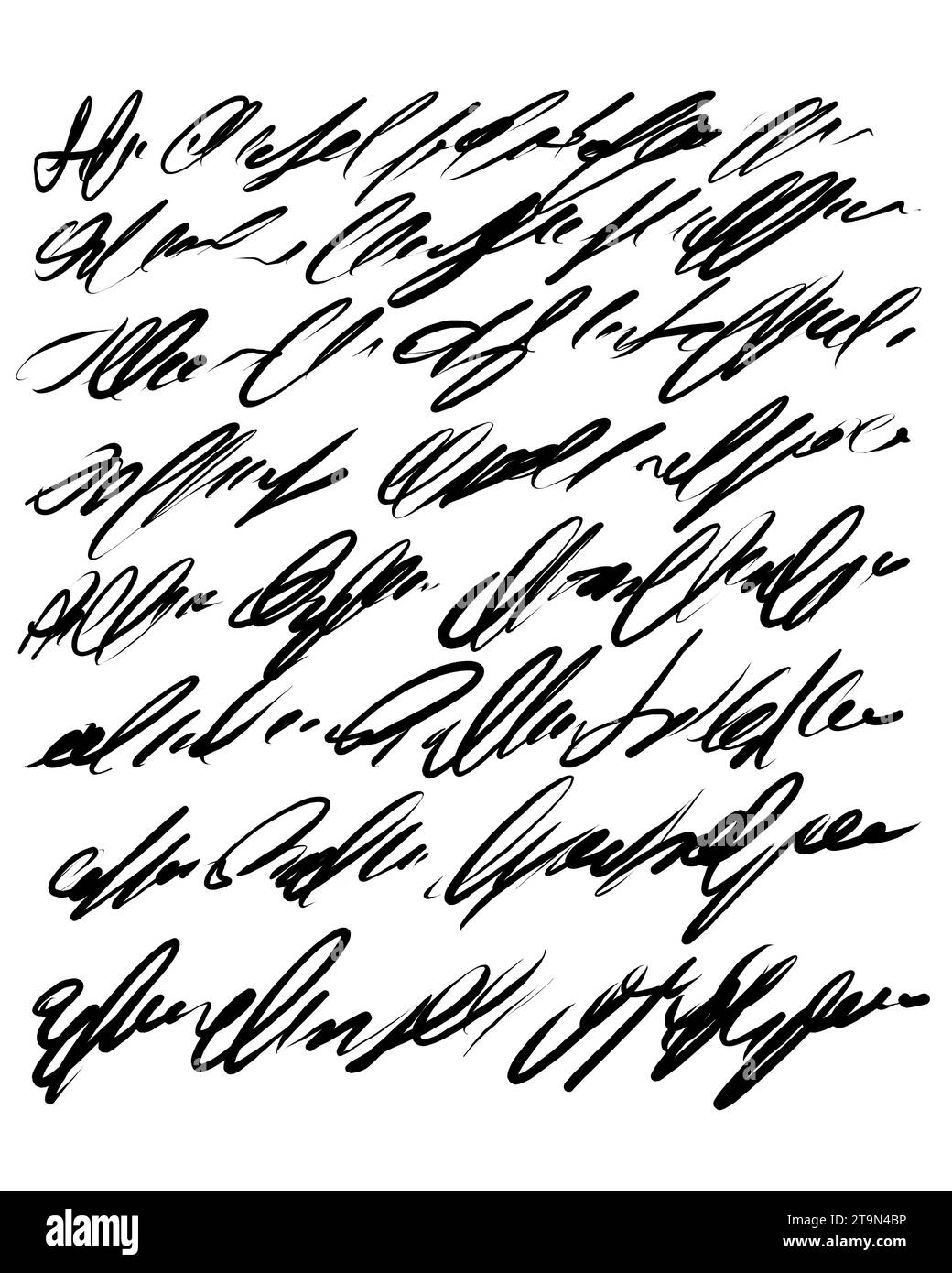 Abstrakter handschriftlicher Text, Notizen, Kritzeleien, Stockfoto