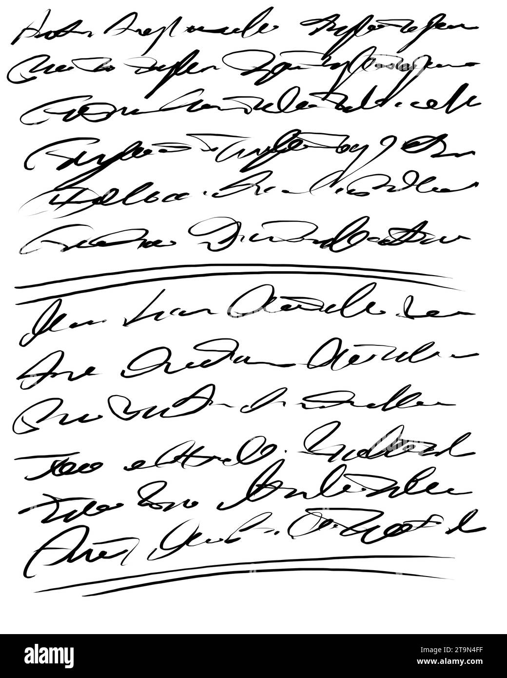 Abstrakter handschriftlicher Text, Notizen, Kritzeleien, Stockfoto